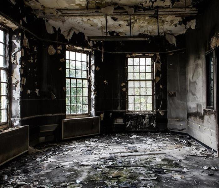 inside of room burnt by fire
